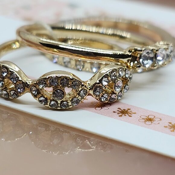 Torrid Gold-Tone Stack Rings with Clear Crystal Accents (Size 8) - Picture 2 of 7